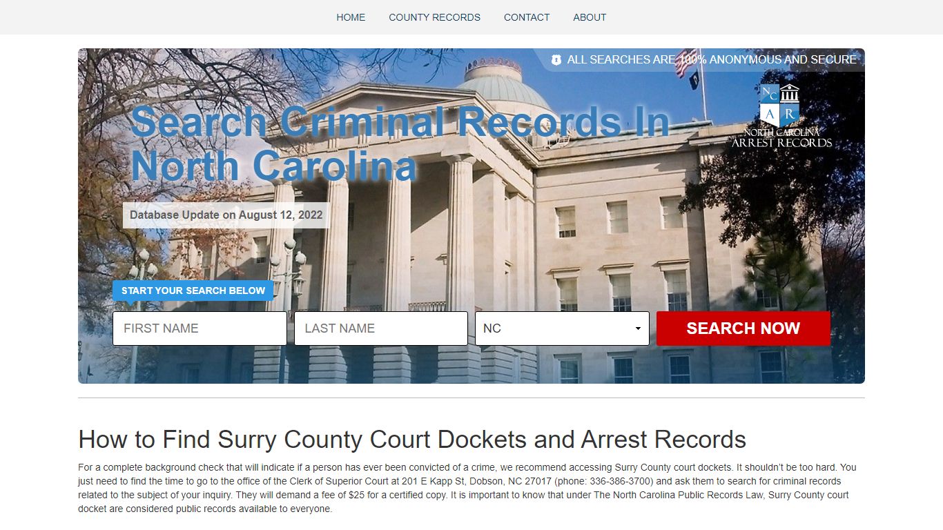 Find Surry County Court Dockets and Arrest Records