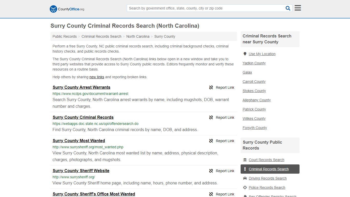 Criminal Records Search - Surry County, NC (Arrests, Jails ...